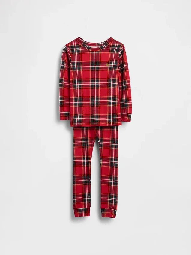Set pigiama natalizio in cotone biologico spazzolato per bambini e neonati