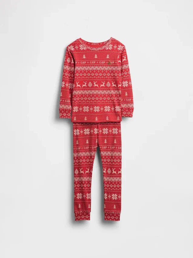 Set pigiama natalizio in cotone biologico spazzolato per bambini e neonati