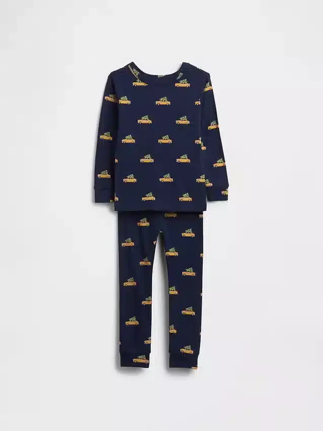 Set pigiama natalizio in cotone biologico spazzolato per bambini e neonati