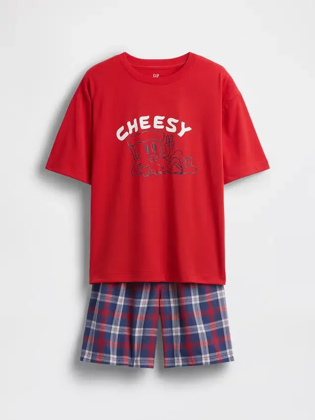 Set pigiama oversize per bambini con pantaloncini riciclati
