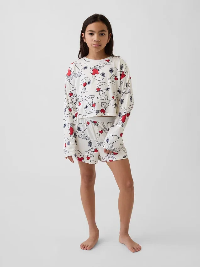 Set pigiama pantaloncini da bambino Snoopy in tessuto riciclato