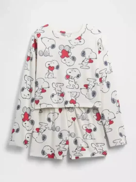 Set pigiama pantaloncini da bambino Snoopy in tessuto riciclato
