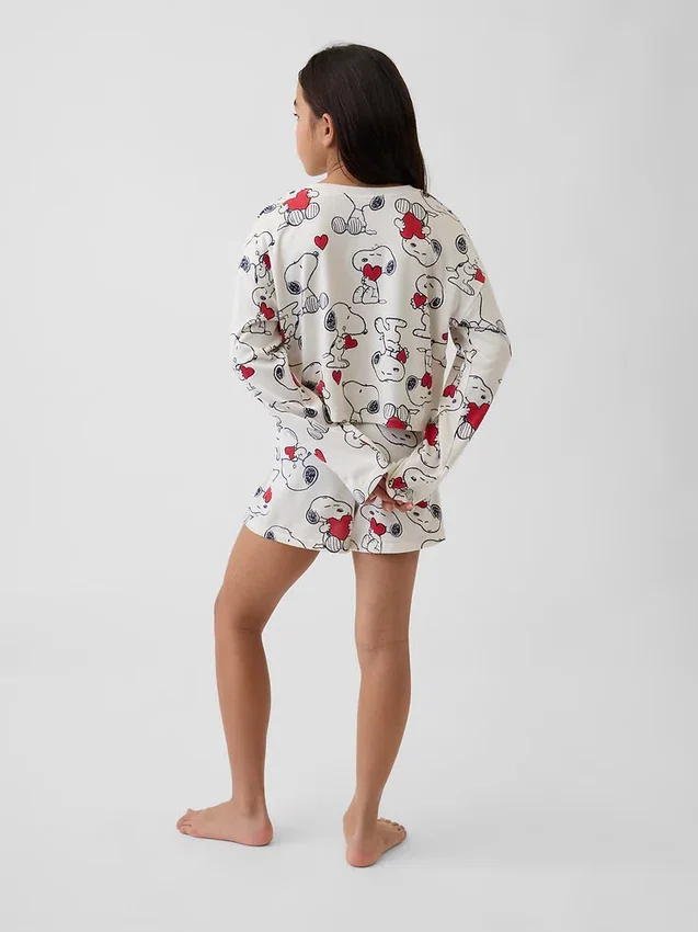 Set pigiama pantaloncini da bambino Snoopy in tessuto riciclato