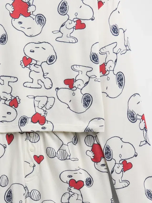 Set pigiama pantaloncini da bambino Snoopy in tessuto riciclato