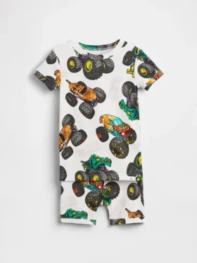 Set pigiama pantaloncini per bambini e neonati Hot Wheels in cotone biologico spazzolato