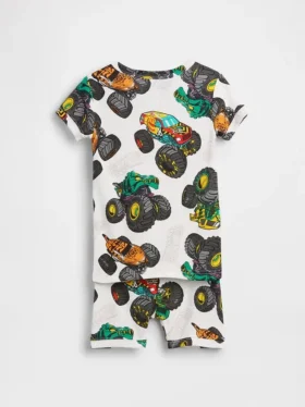 Set pigiama pantaloncini per bambini e neonati Hot Wheels in cotone biologico spazzolato