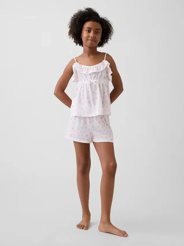 Set pigiama per bambini con canotta con volant e pantaloncini