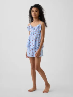 Set pigiama per bambini con canotta con volant e pantaloncini