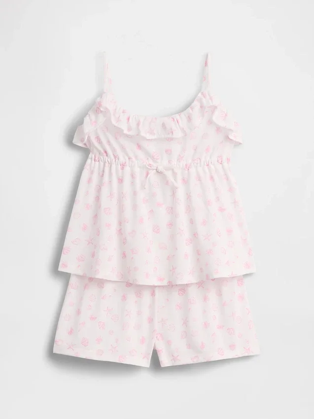 Set pigiama per bambini con canotta con volant e pantaloncini
