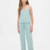 Set pigiama per bambini con canotta in maglia pointelle riciclata