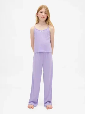 Set pigiama per bambini con canotta in maglia pointelle riciclata