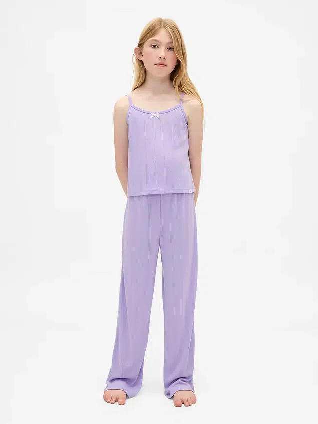 Set pigiama per bambini con canotta in maglia pointelle riciclata