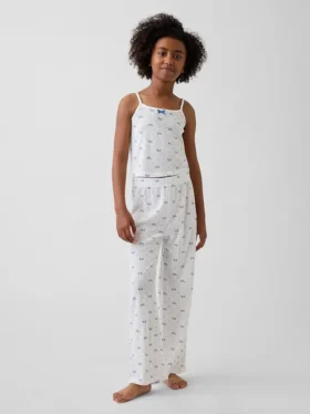 Set pigiama per bambini con canotta in maglia pointelle riciclata