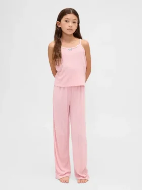 Set pigiama per bambini con canotta in maglia pointelle riciclata