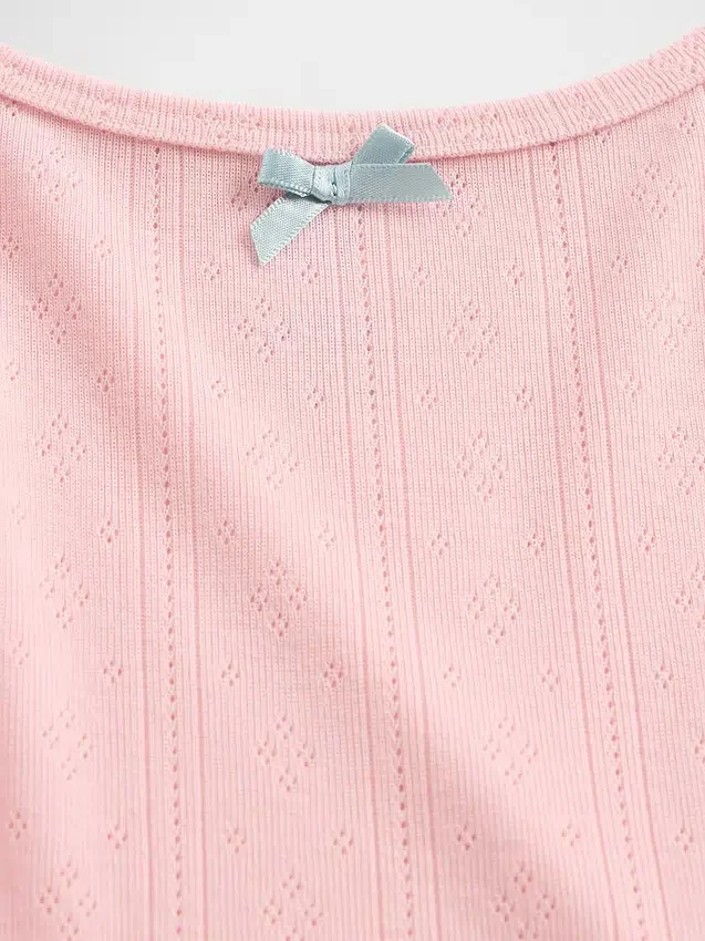 Set pigiama per bambini con canotta in maglia pointelle riciclata
