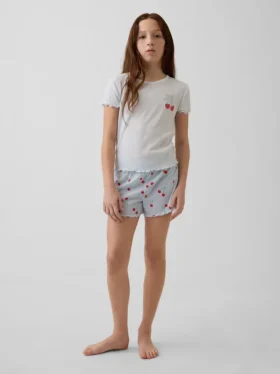 Set pigiama per bambini con pantaloncini a costine riciclati