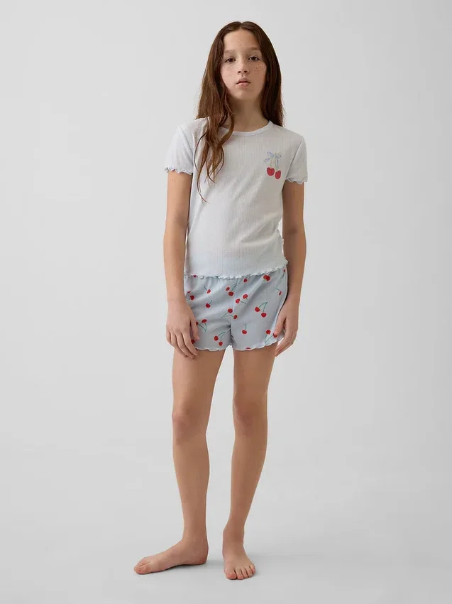 Set pigiama per bambini con pantaloncini a costine riciclati