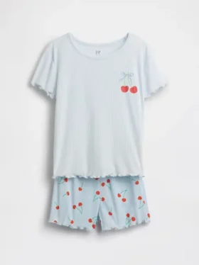 Set pigiama per bambini con pantaloncini a costine riciclati