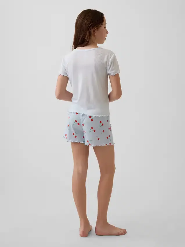 Set pigiama per bambini con pantaloncini a costine riciclati