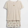 Set pigiama per bambini con pantaloncini a costine riciclati e orsetto Brannan