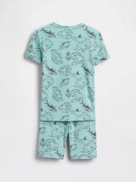 Set pigiama per bambini in cotone biologico spazzolato con motivo mappa dei pirati: pantaloncini