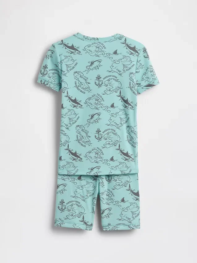 Set pigiama per bambini in cotone biologico spazzolato con motivo mappa dei pirati: pantaloncini