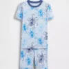 Set pigiama per bambini in cotone biologico spazzolato con stampa polpo in pantaloncini