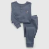 Set pigiama per neonato & bebè in cotone biologico melange con maglietta Henley