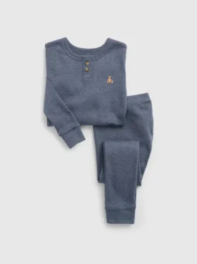 Set pigiama per neonato & bebè in cotone biologico melange con maglietta Henley