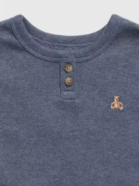 Set pigiama per neonato & bebè in cotone biologico melange con maglietta Henley