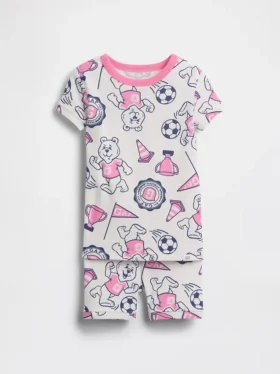 Set pigiama per neonato & bebè in cotone biologico spazzolato con logo orsetto in pantaloncini