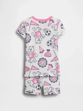 Set pigiama per neonato & bebè in cotone biologico spazzolato con logo orsetto in pantaloncini