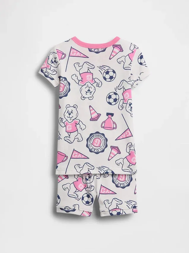 Set pigiama per neonato & bebè in cotone biologico spazzolato con logo orsetto in pantaloncini