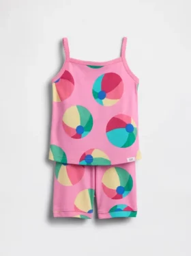 Set pigiama per neonato & bebè in cotone biologico spazzolato con motivo a palloni da spiaggia (canotta e pantaloncini)