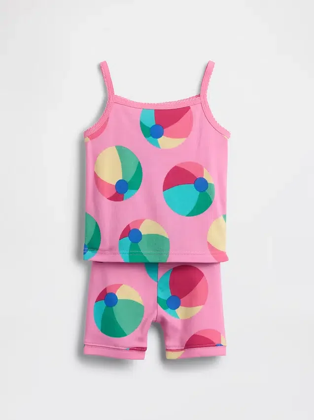 Set pigiama per neonato & bebè in cotone biologico spazzolato con motivo a palloni da spiaggia (canotta e pantaloncini)