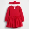 Set vestito con body in maglia e tulle per neonati