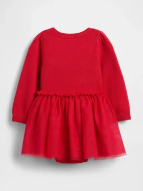 Set vestito con body in maglia e tulle per neonati