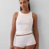 Shorts a vita alta in cotone biologico elasticizzato