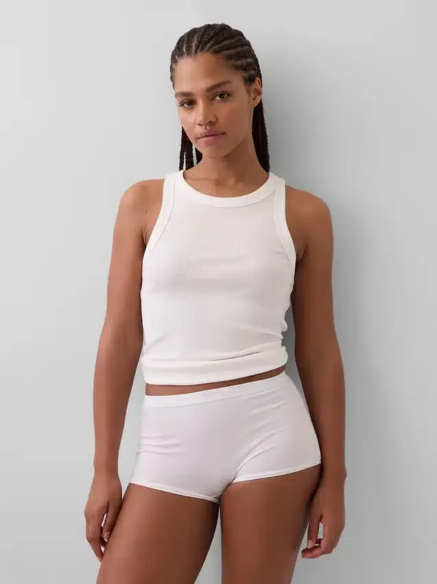 Shorts a vita alta in cotone biologico elasticizzato