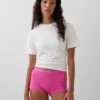 Shorts a vita alta in cotone biologico elasticizzato