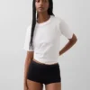 Shorts a vita alta in cotone biologico elasticizzato