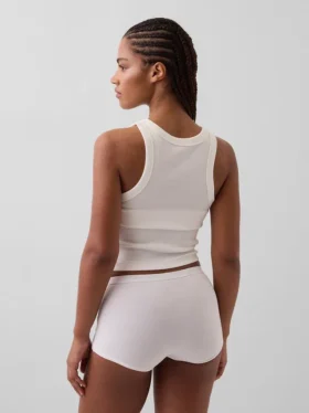 Shorts a vita alta in cotone biologico elasticizzato