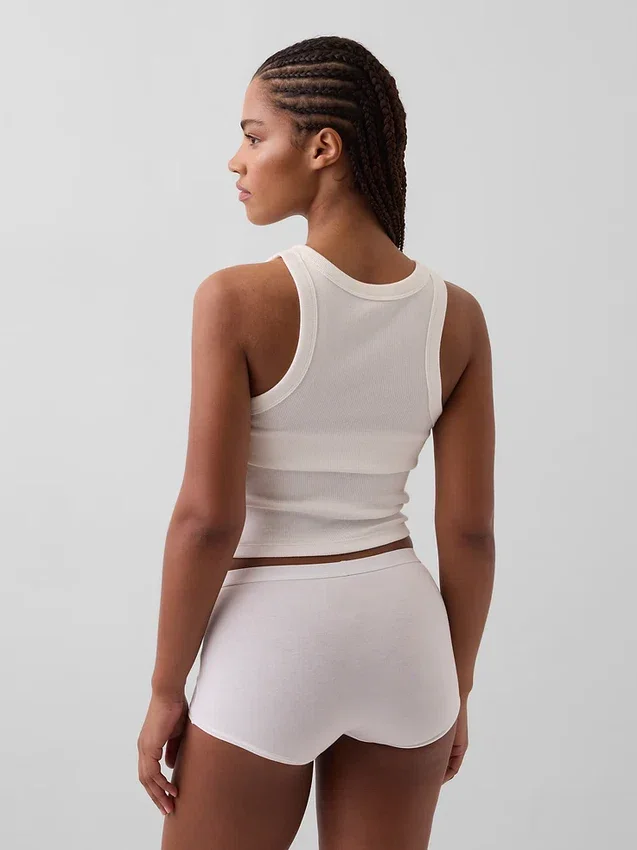 Shorts a vita alta in cotone biologico elasticizzato