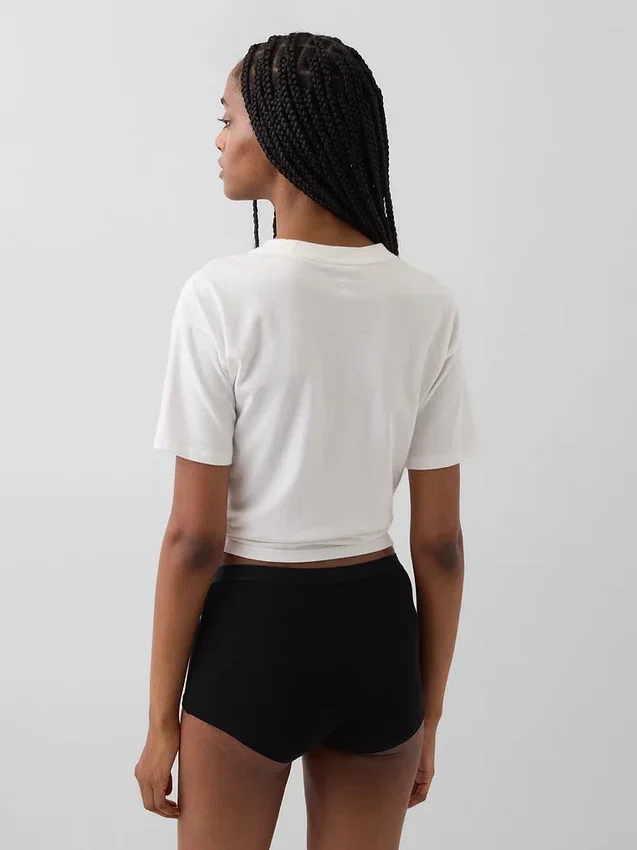 Shorts a vita alta in cotone biologico elasticizzato