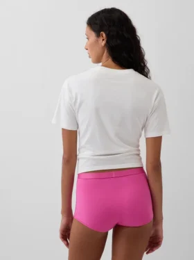 Shorts a vita alta in cotone biologico elasticizzato