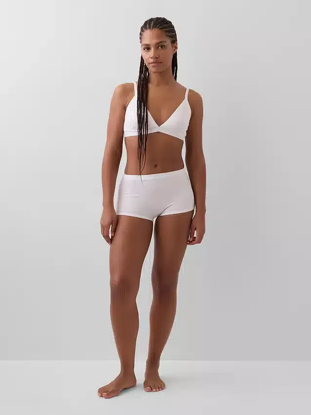 Shorts a vita alta in cotone biologico elasticizzato