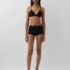 Shorts a vita alta in cotone biologico elasticizzato