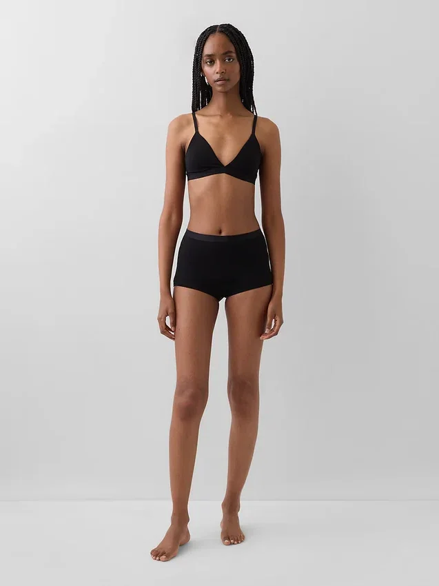 Shorts a vita alta in cotone biologico elasticizzato