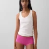 Shorts in cotone biologico elasticizzato con bordi in pizzo