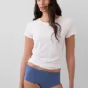 Shorts in cotone biologico elasticizzato con bordi in pizzo
